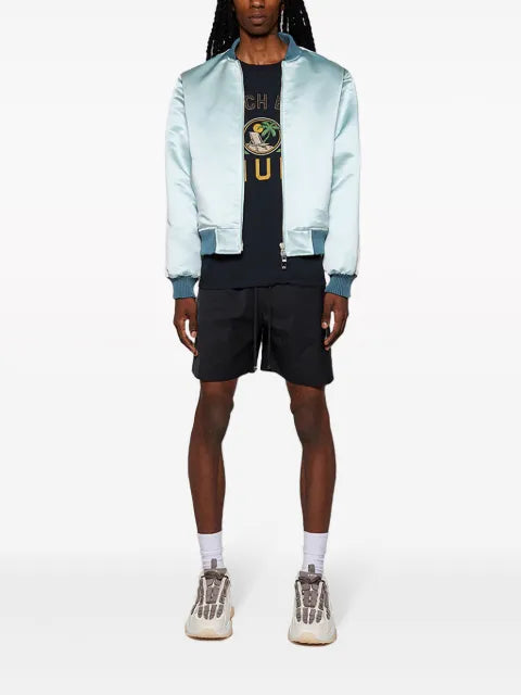 RHUDE logo-embroidered satin bomber jacket