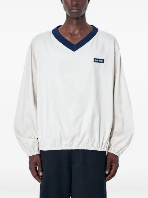 Miu Miu logo-patch V-neck sweater