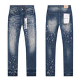 Purple Brand Blue Rhinestone-Style Motif Jeans