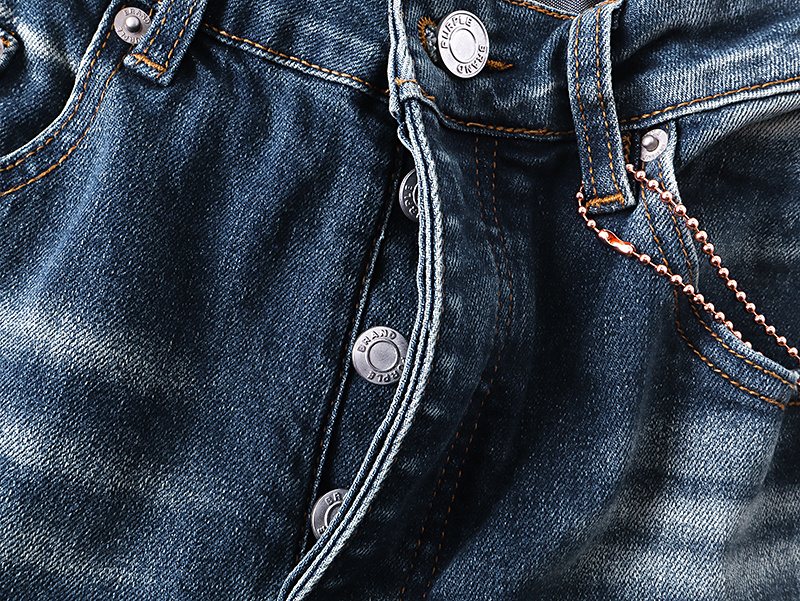 Purple Brand Blue Rhinestone-Style Motif Jeans