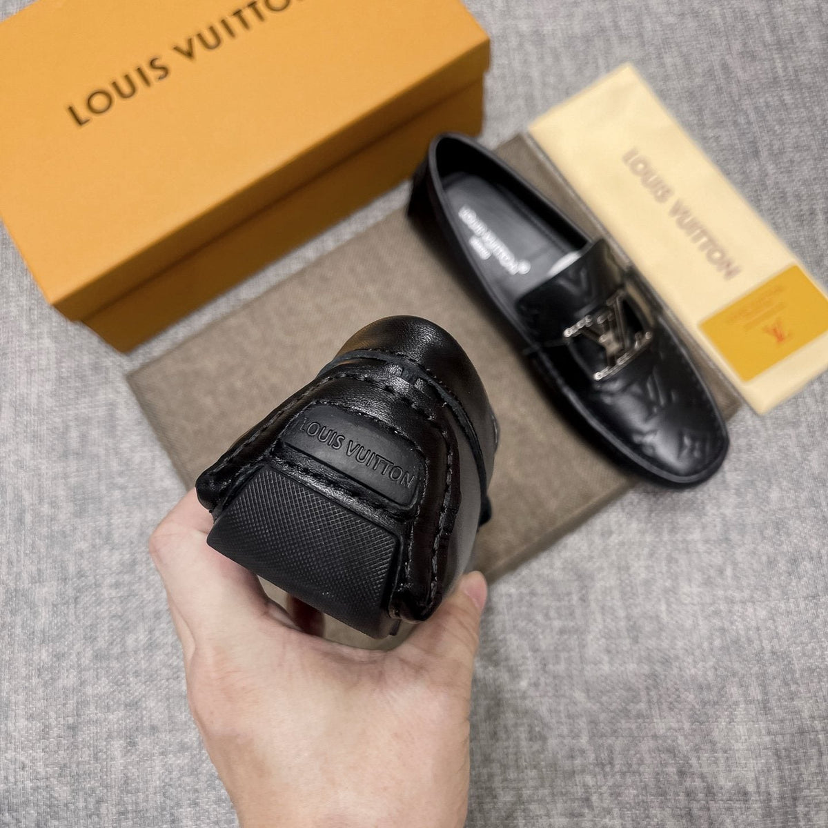 Louis Vuitton Black Metal-Accent Loafers - Black Leather Upper