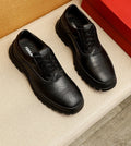 Ferragamo Black Perforated Lace-Up Shoes - Treaded Sole