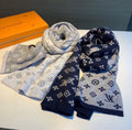 Louis Vuitton Navy and Gray Monogram Knit Scarf