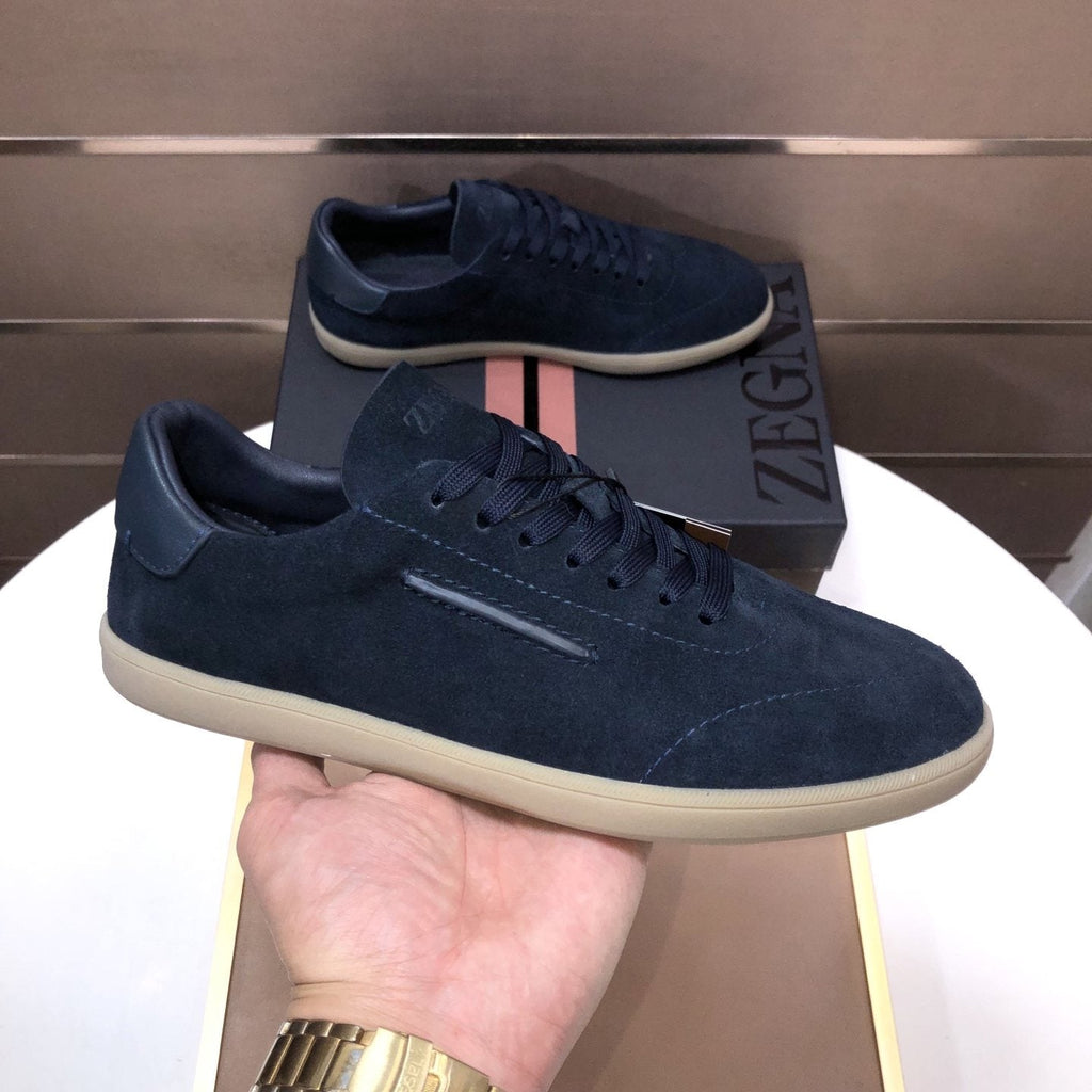 Zegna Navy Suede Sneakers