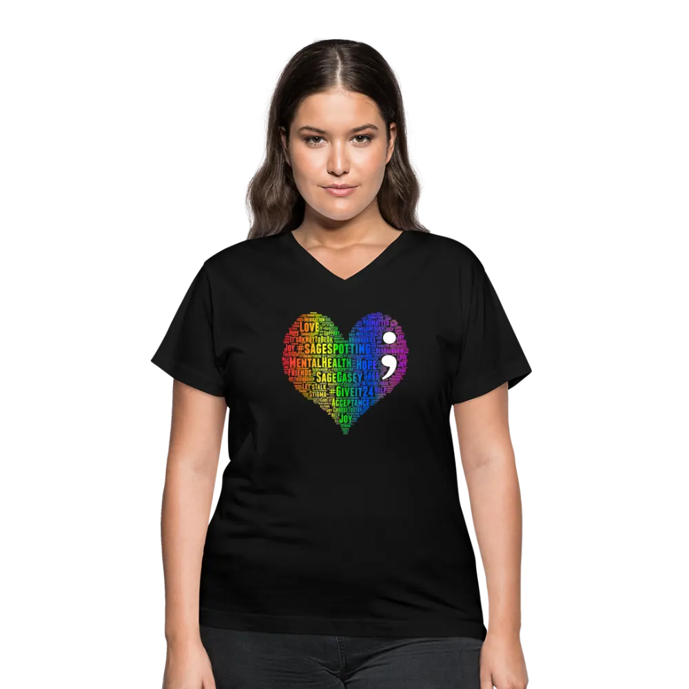 2024 RAINBOW HEART Rainbow Party Women's V-Neck T-Shirt