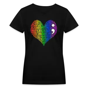 2024 RAINBOW HEART Rainbow Party Women's V-Neck T-Shirt