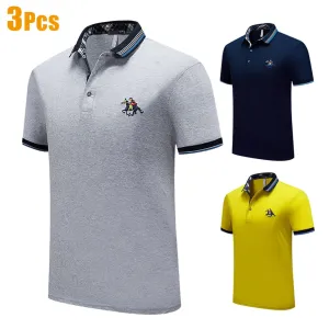 3Pcs/Lot Men 2020 Summer New Classic Business Casual Cotton Polo Shirts Men Fashion Embroidery Short Sleeve Tops Tees Polo Men