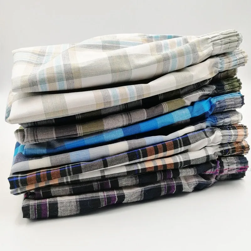 4 Pack Mens Thin Summer Underwear Cotton Breathable Plaid Flexible Shorts Boxer Male Underpants