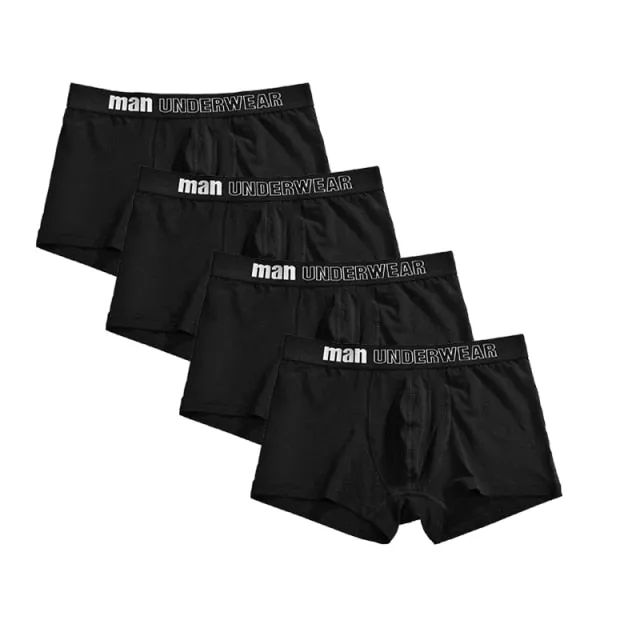 4 Pack Mens Underwear Boxer Cotton Man Short Breathable Solid Flexible Shorts Boxers Male Underpants Trunks