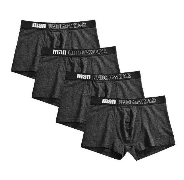 4 Pack Mens Underwear Boxer Cotton Man Short Breathable Solid Flexible Shorts Boxers Male Underpants Trunks