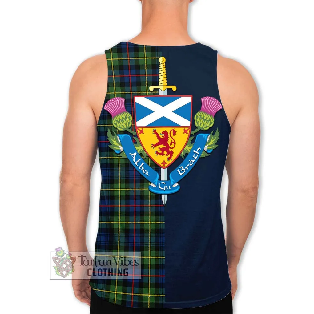 Bailey Modern Tartan Men's Tank Top Alba with Scottish Lion Royal Arm Half Style