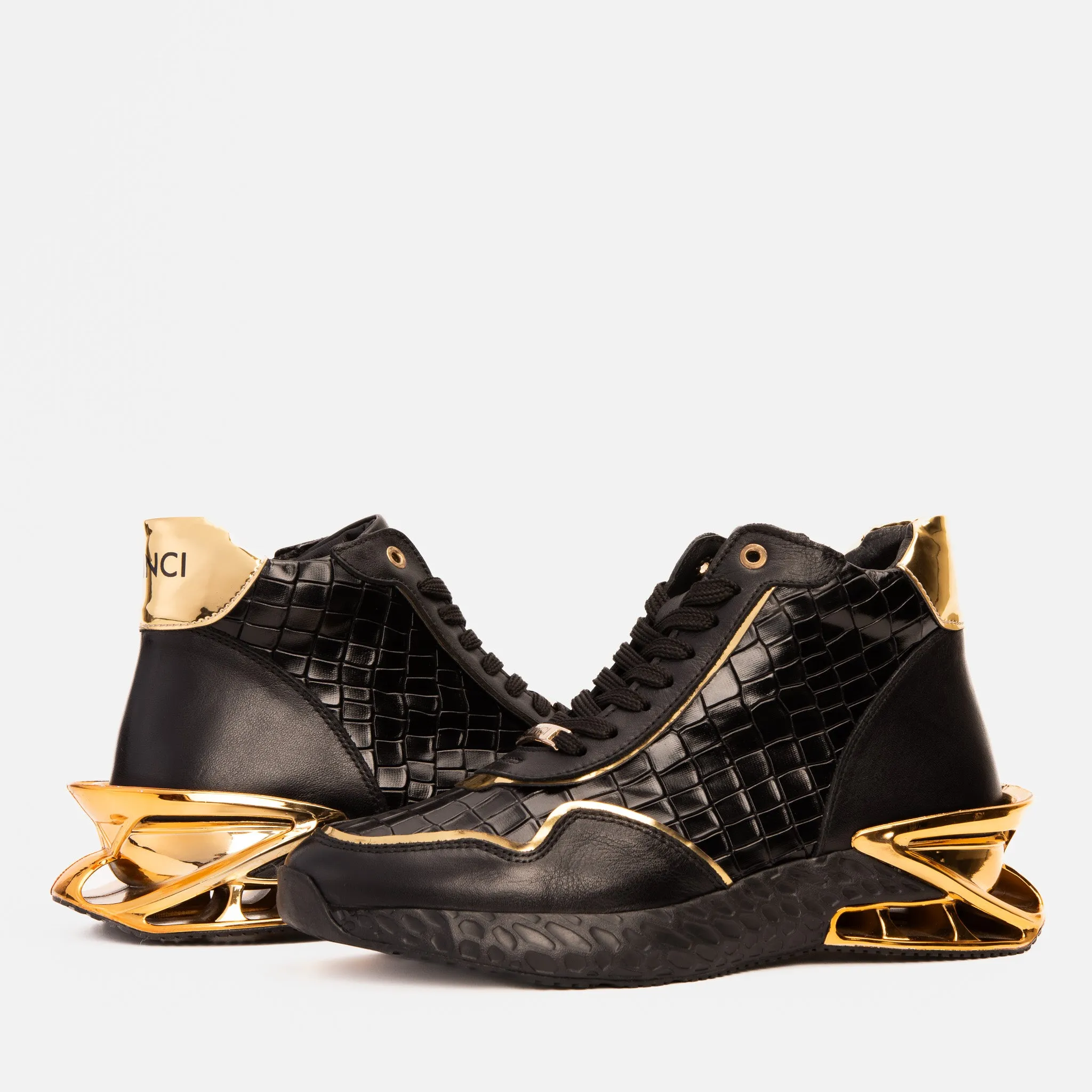 Bellagio Black & Gold High-Top Men Sneaker