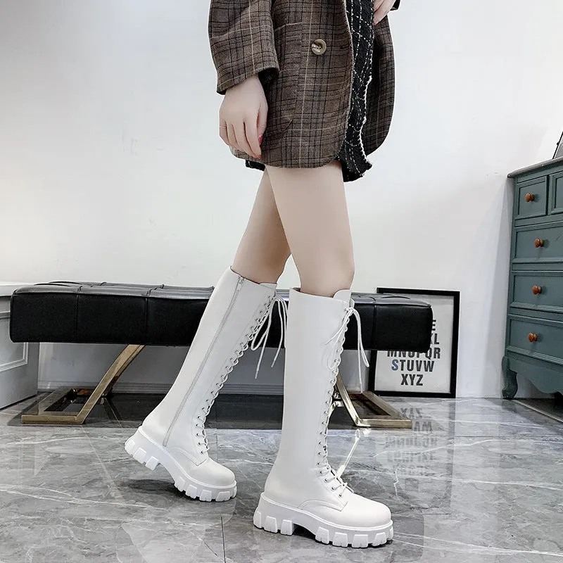 Boots Women  Autumn and Winter New Side Zip Platform Martin Boots Women HOTan and NEWn Style High-Top Boots Knight Boots Women