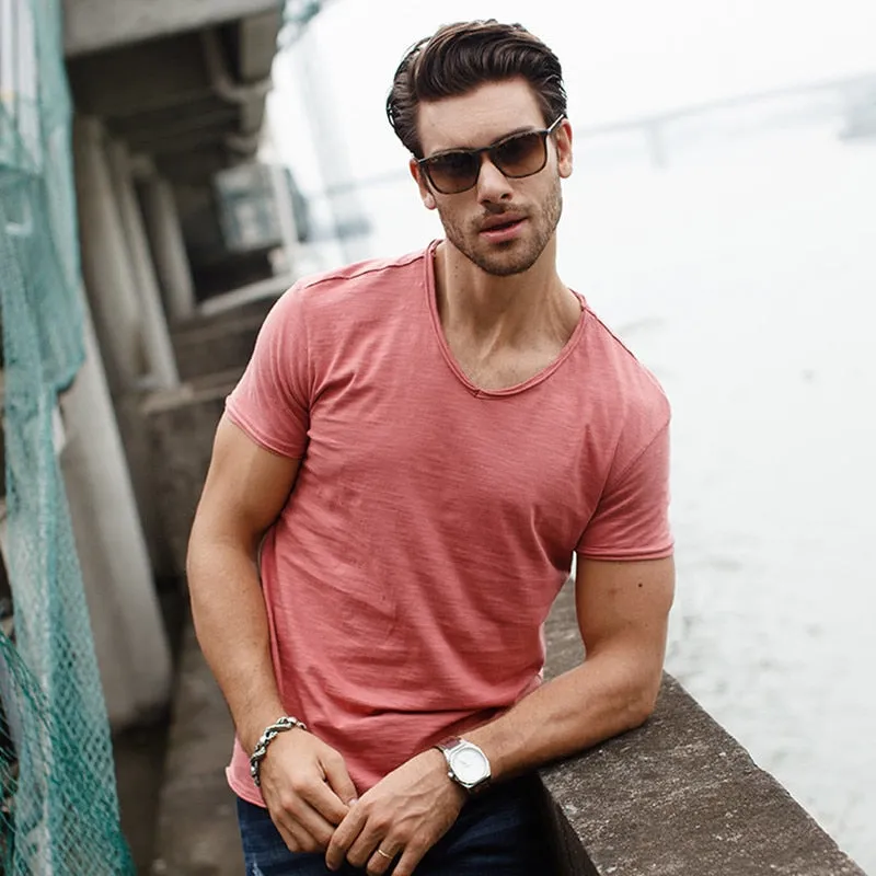 Brand T shirt Men's V-neck