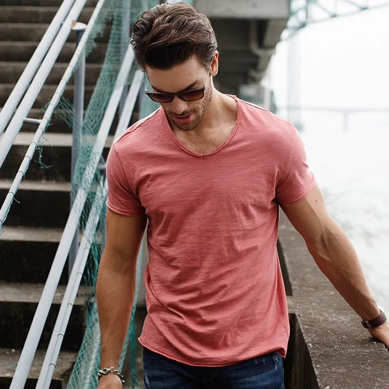 Brand T shirt Men's V-neck