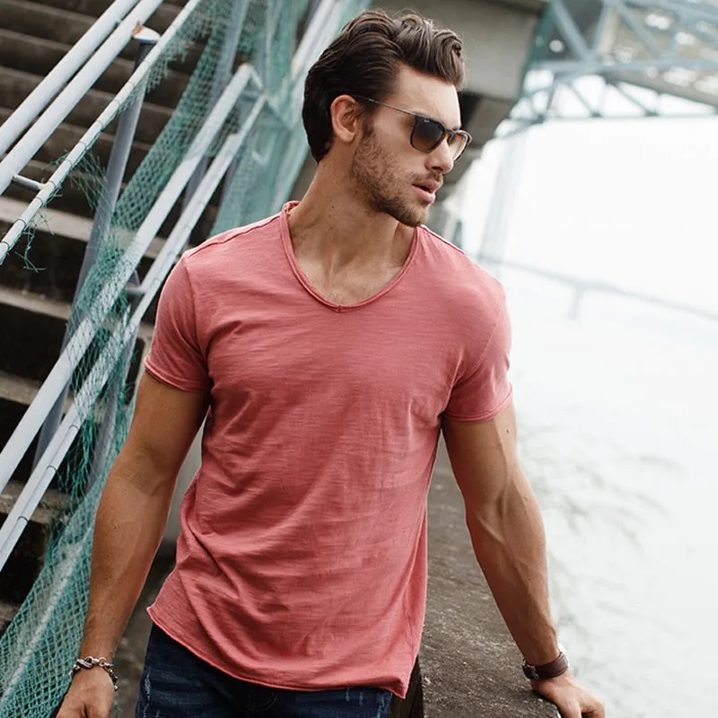 Brand T shirt Men's V-neck