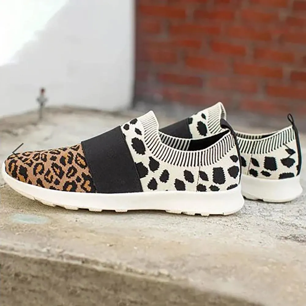 Breathable Leopard Print Mesh Sneaker Shoes