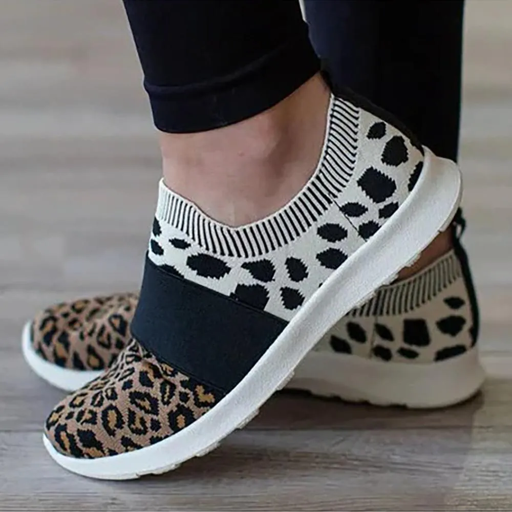 Breathable Leopard Print Mesh Sneaker Shoes