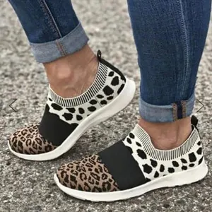 Breathable Leopard Print Mesh Sneaker Shoes