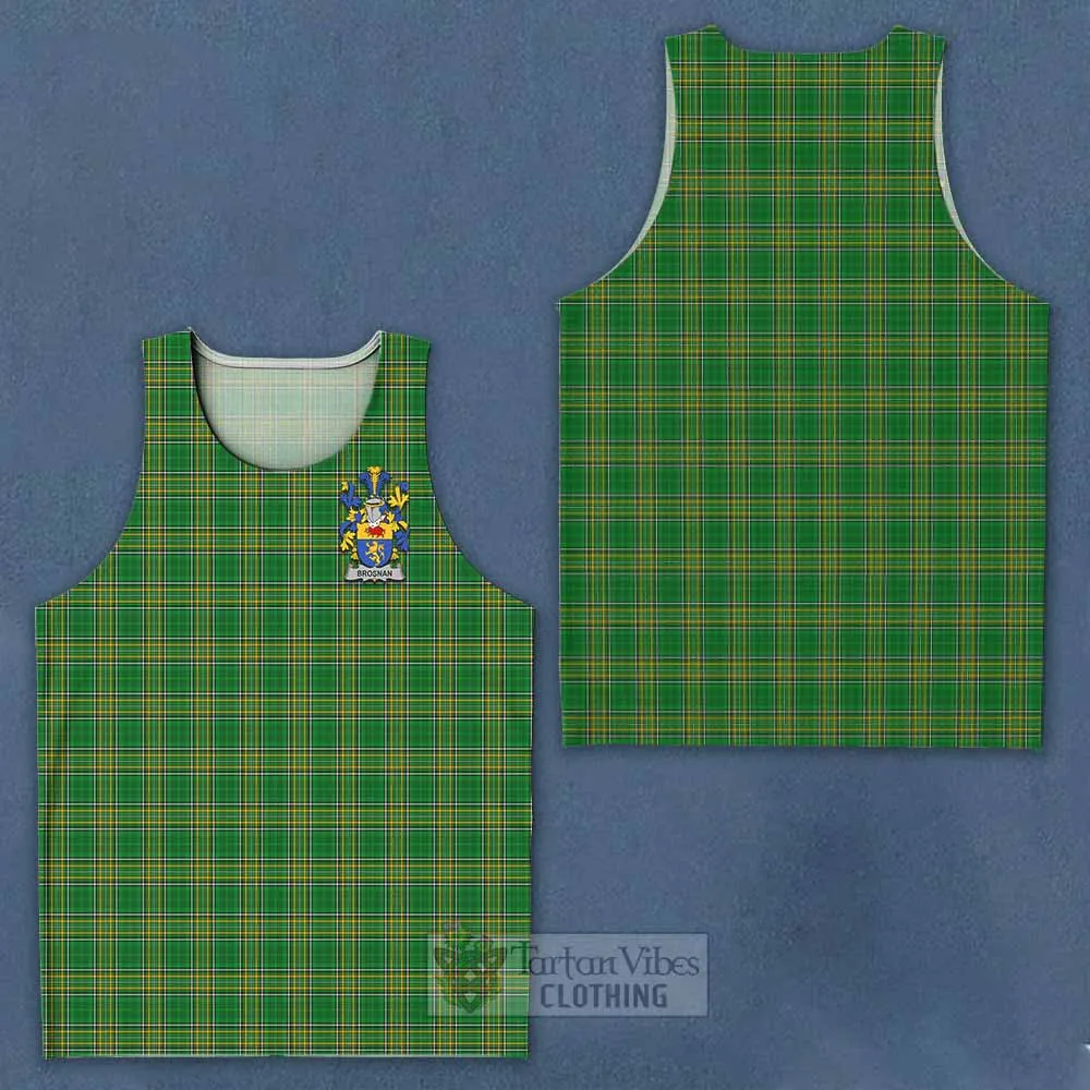 Brosnan Irish Clan Tartan Men's Tank Top with Coat of Arms