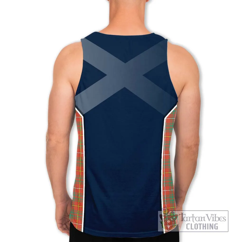 Bruce Ancient Tartan Men's Tank Top with Family Crest and Lion Rampant Vibes Sport Style