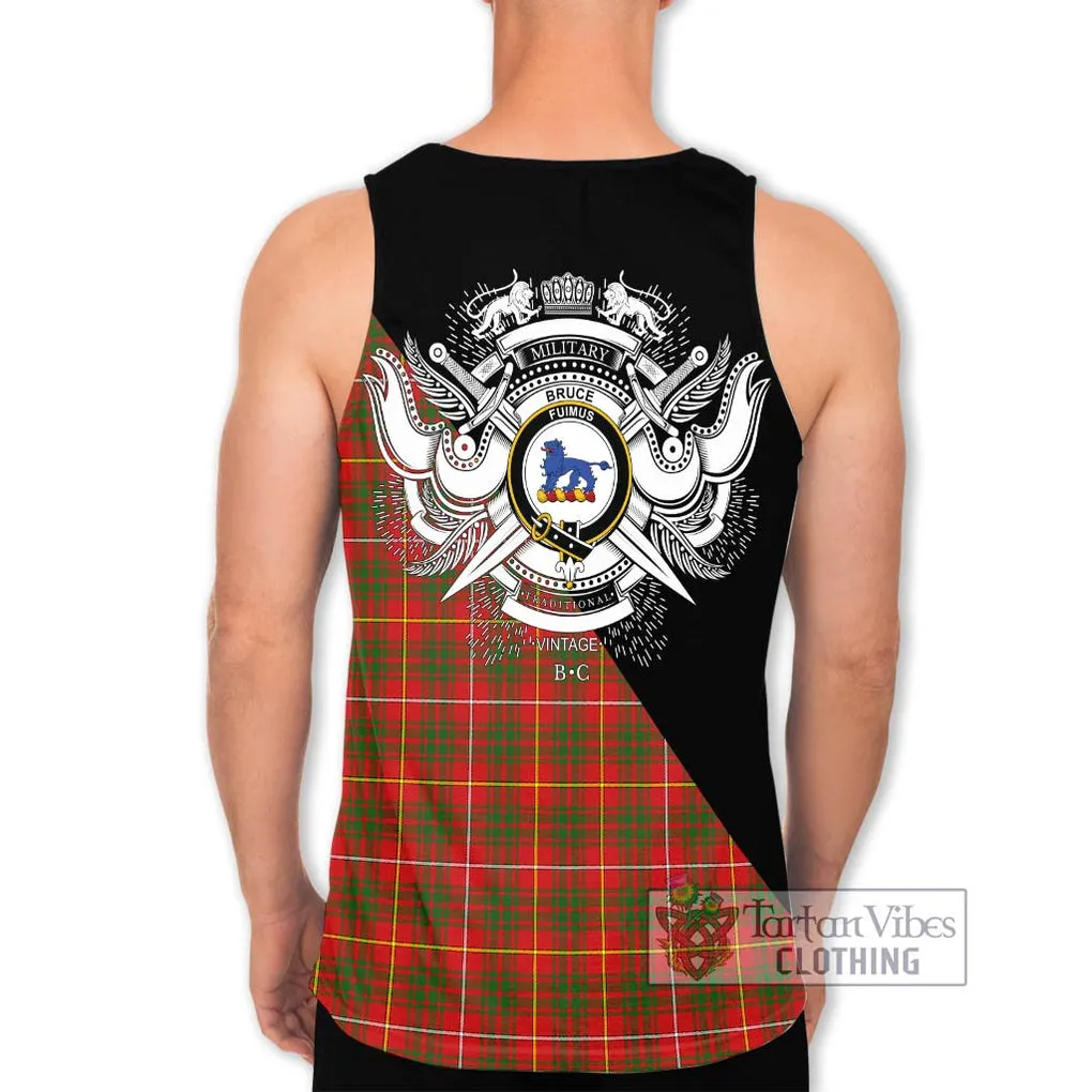 Bruce Modern Tartan Men's Tank Top with Family Crest and Military Logo Style