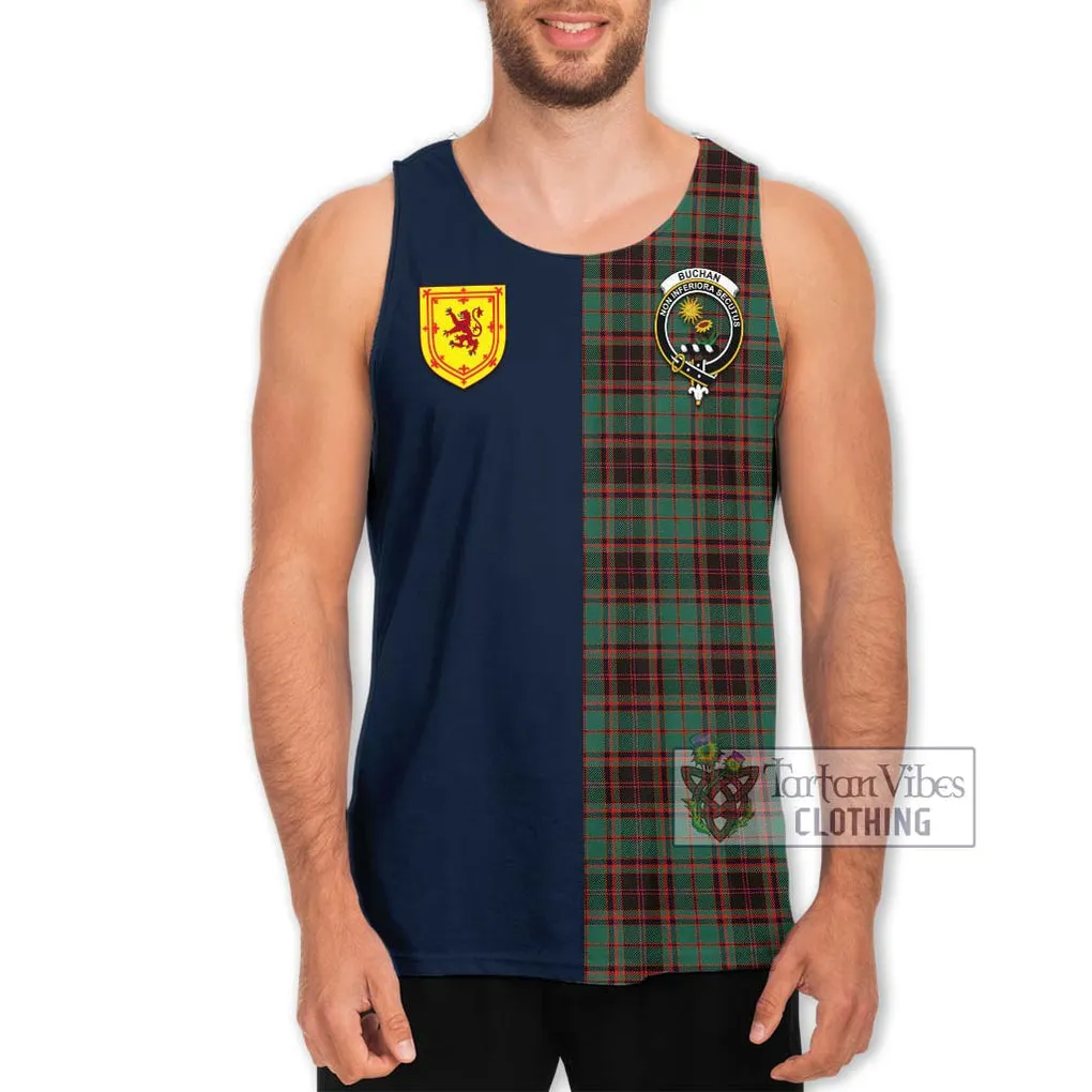 Buchan Ancient Tartan Men's Tank Top Alba with Scottish Lion Royal Arm Half Style