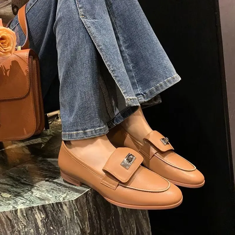 ChicLuxe Cow Leather Round Toe Casual Shoes