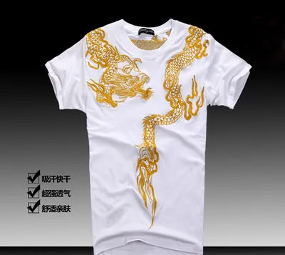 Chinese style men's t shirt, new, short-sleeved, round neck, dragon, original cotton t-shirt, Martial Art tops