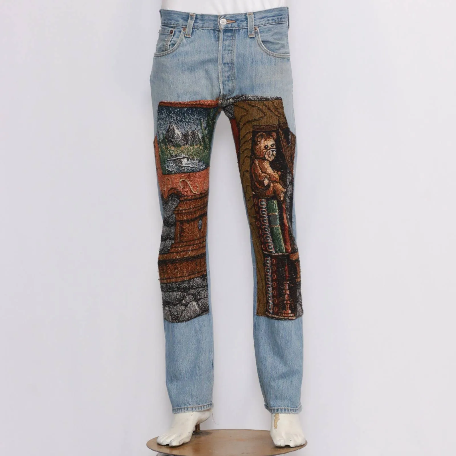 CR209 Reworked Men Levi's with Contrast Darri Double Knee made using Levi's Men Jeans