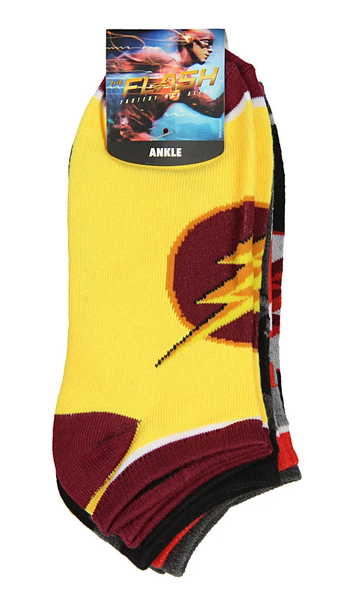 DC Comics The Flash Lighting Logo 5 Pair No-Show Ankle Socks