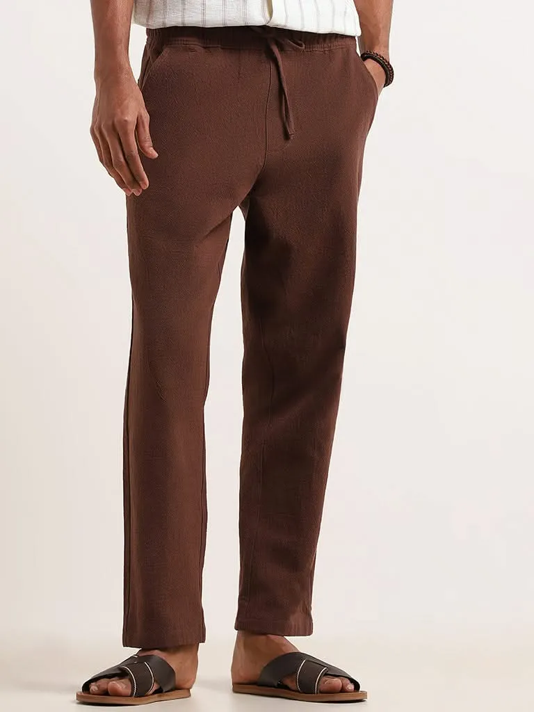 ETA Brown Cotton Resort Fit Chinos