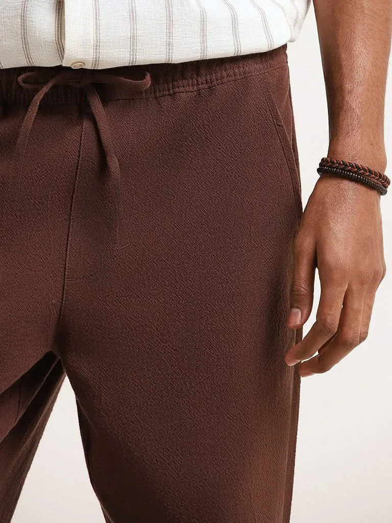 ETA Brown Cotton Resort Fit Chinos