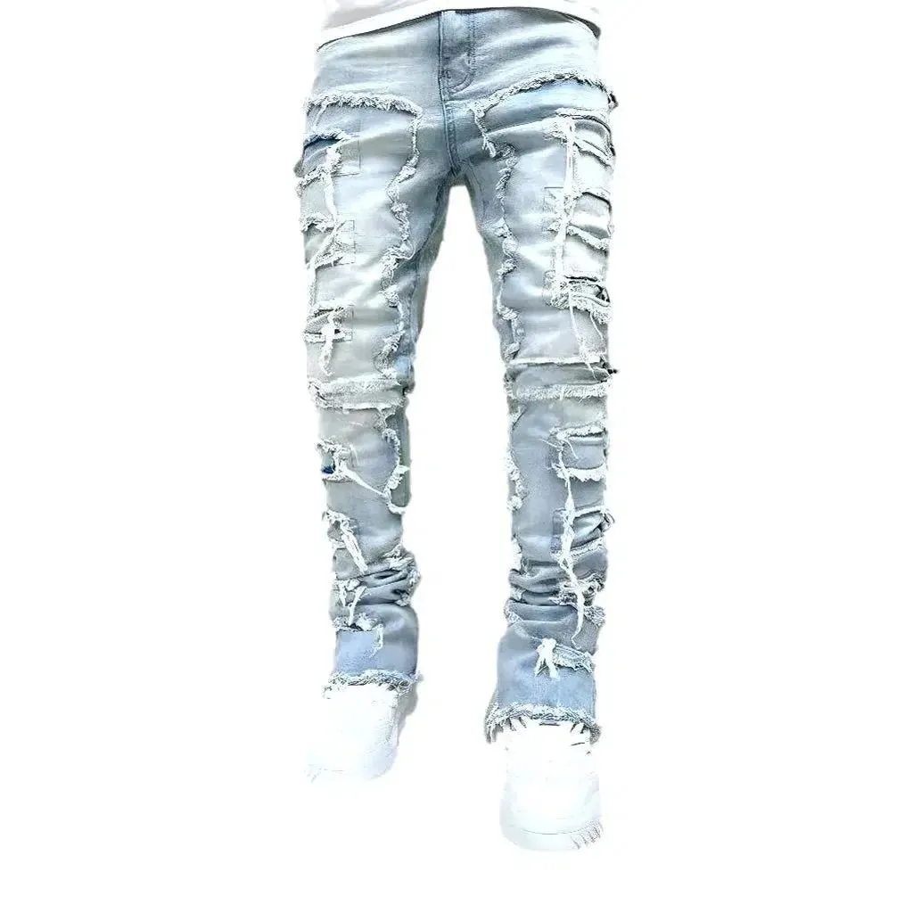 Floor-length street jeans
 for men