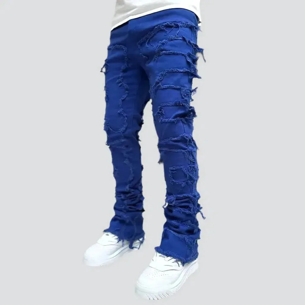 Floor-length street jeans
 for men