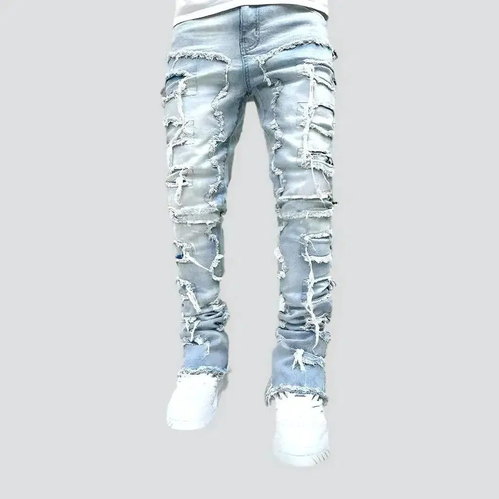 Floor-length street jeans
 for men