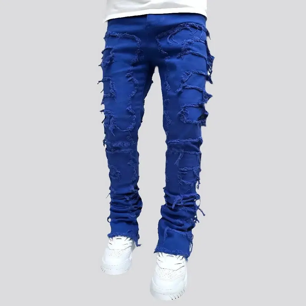 Floor-length street jeans
 for men