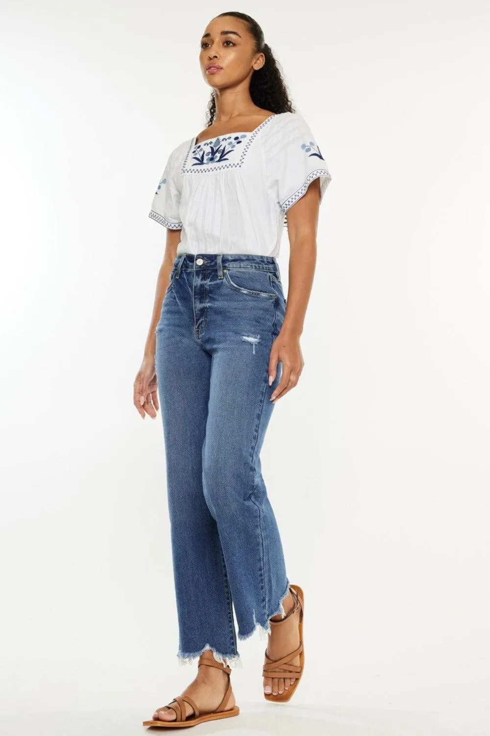 Full Size High Rise Slim Wide Leg Jeans