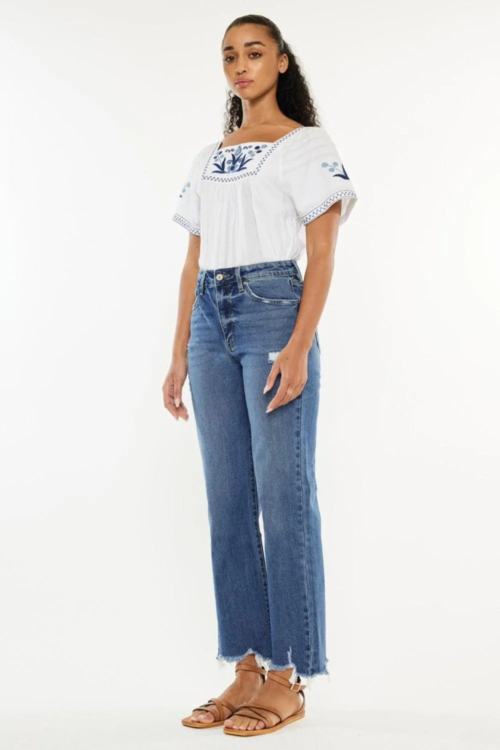 Full Size High Rise Slim Wide Leg Jeans