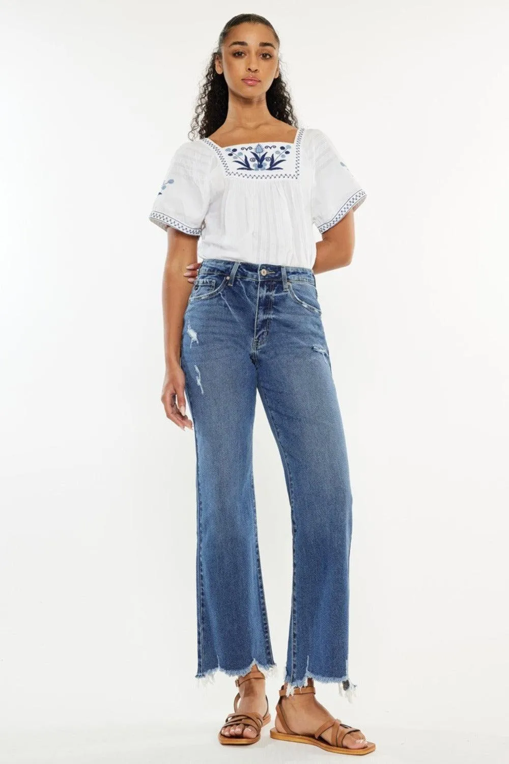 Full Size High Rise Slim Wide Leg Jeans