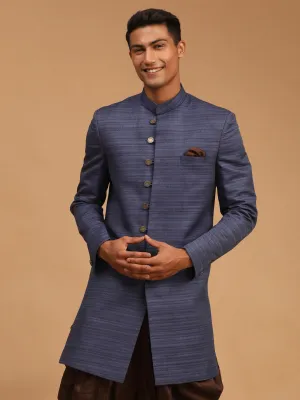 Jashvi Men's Navy Blue Sherwani Only Top