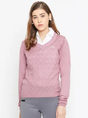 JUMP USA Women Pink Self Design Sweater