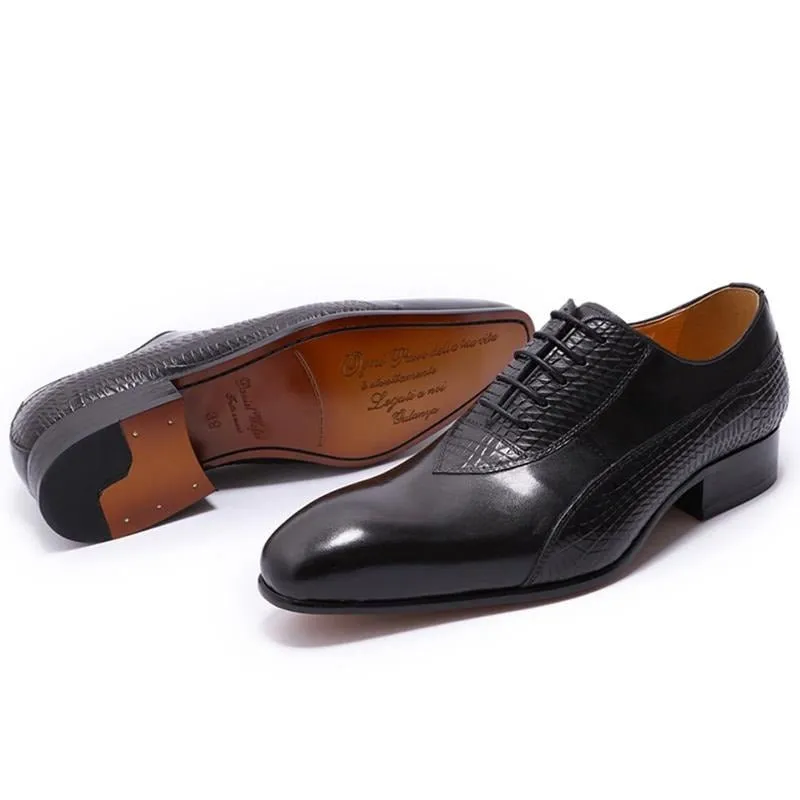 LaceLux Exotic Lace Up Oxford Shoes