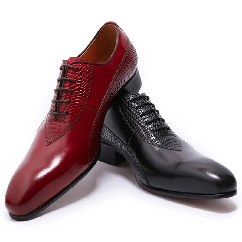 LaceLux Exotic Lace Up Oxford Shoes