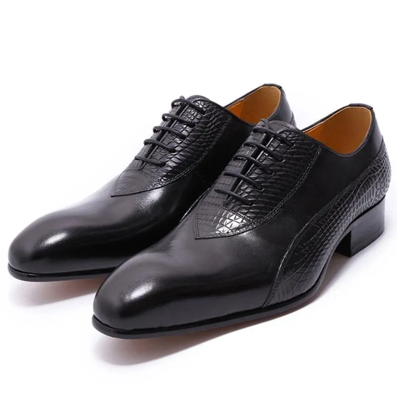 LaceLux Exotic Lace Up Oxford Shoes