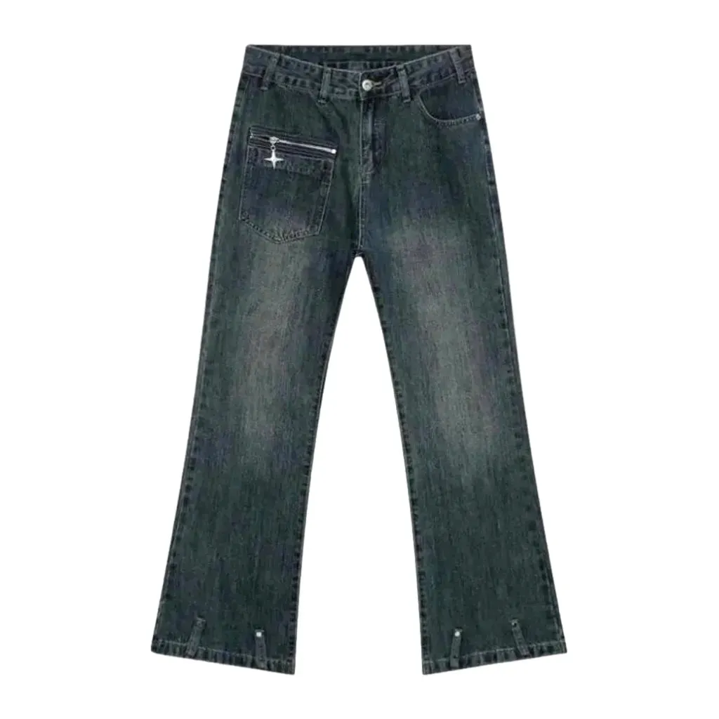 Loose fit abraded jeans for men