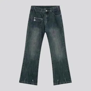 Loose fit abraded jeans for men