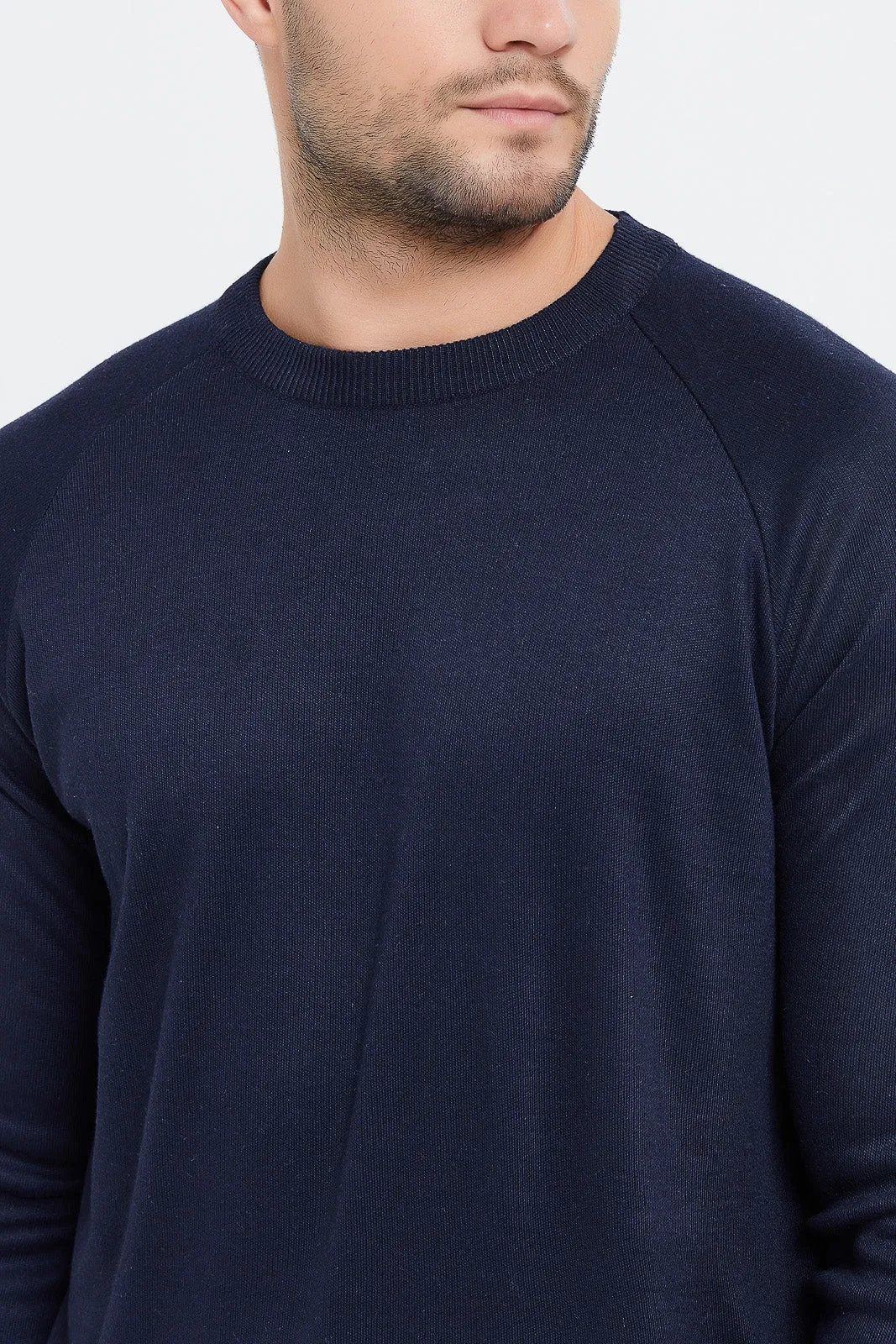 Men Navy Plain Sweater