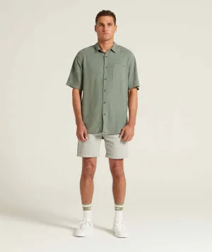 Mens Garment Dyed Short Sleeve Shirt - Silver Pine