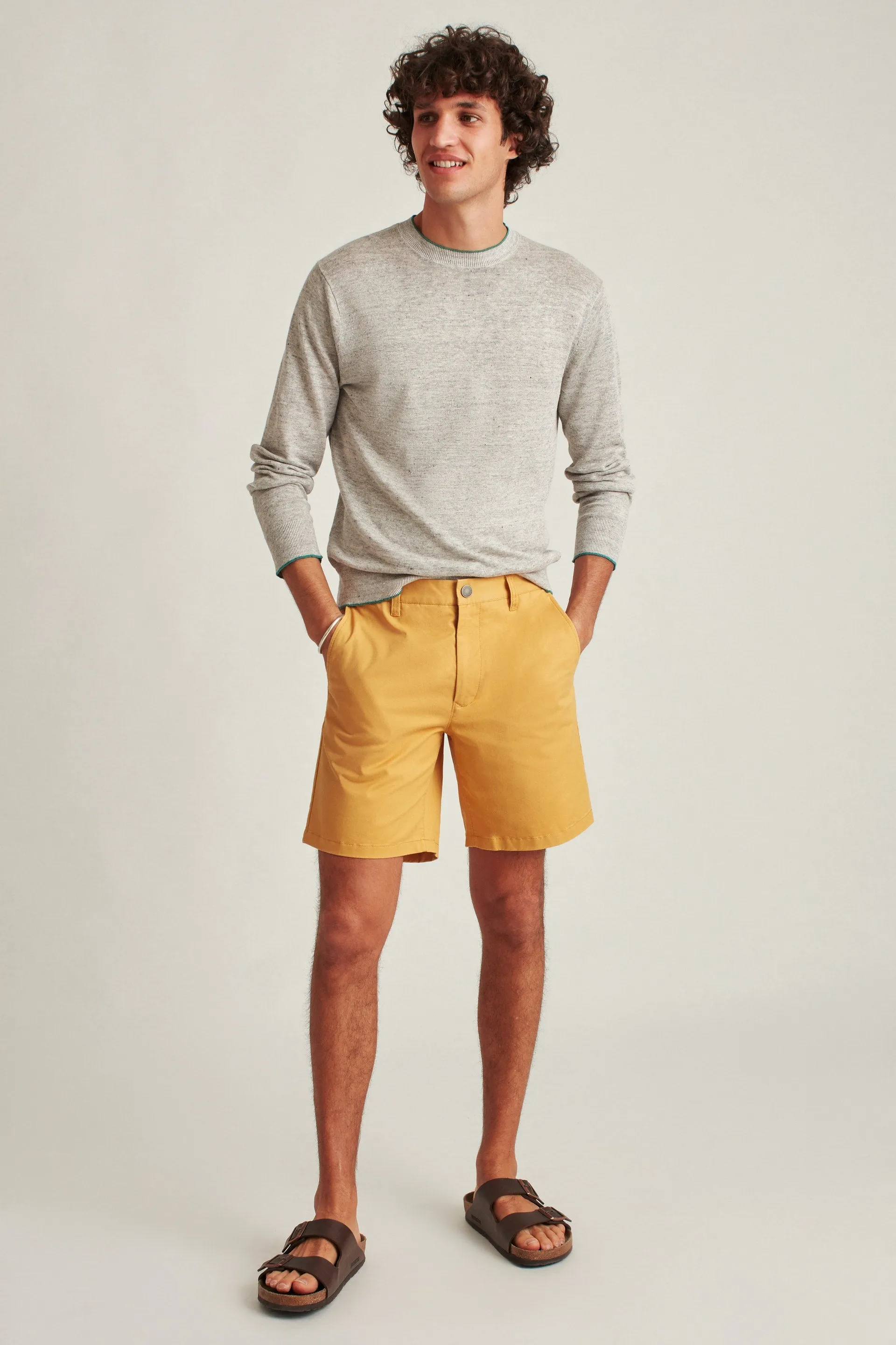 Mustard stretch men chino shorts